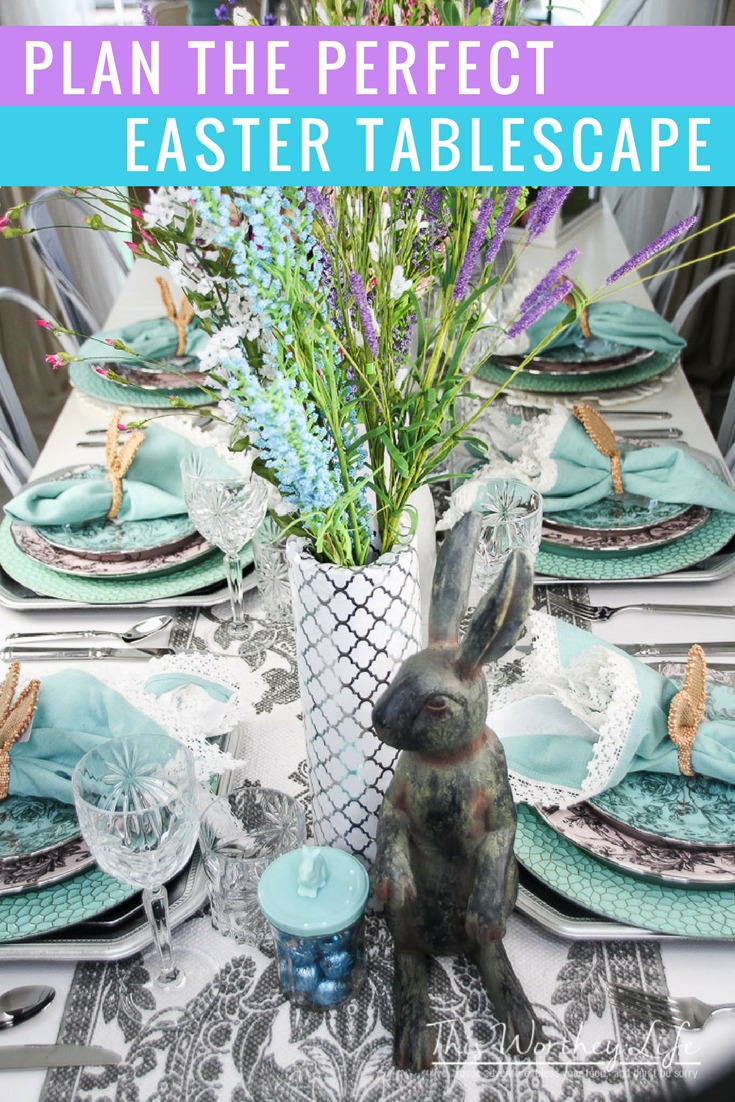 Plan the perfect Easter party with this elegant tablescape idea. Get the details on how to decorate your table for Easter! 