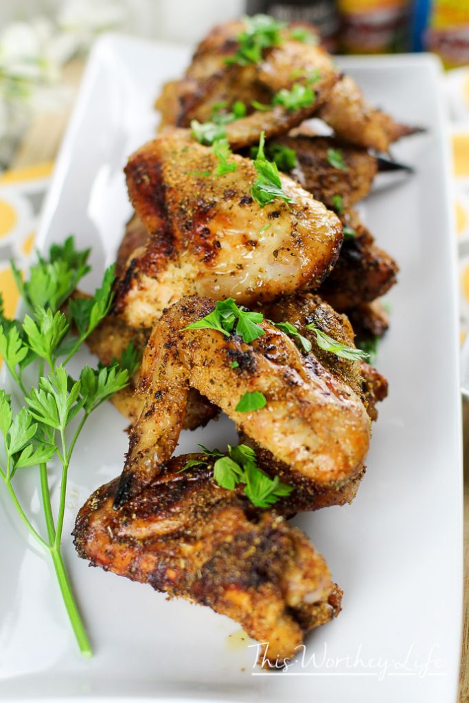 Grilled Chicken Wings + Basalmic Agave + Cilantro Dipping Sauce