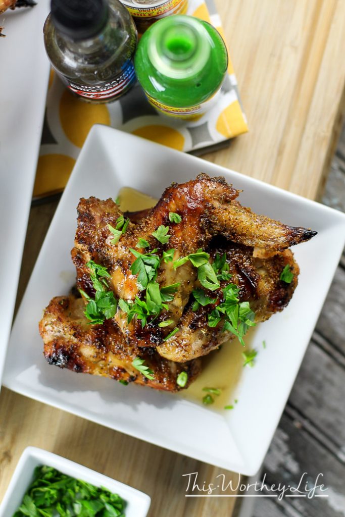 Grilled Chicken Wings + BalsamicAgave + Cilantro Dipping Sauce