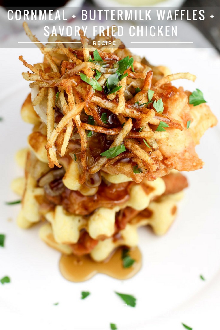 Cornmeal + Buttermilk Waffles + Savory Fried Chicken