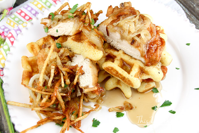 Cornmeal + Buttermilk Waffles + Savory Fried Chicken