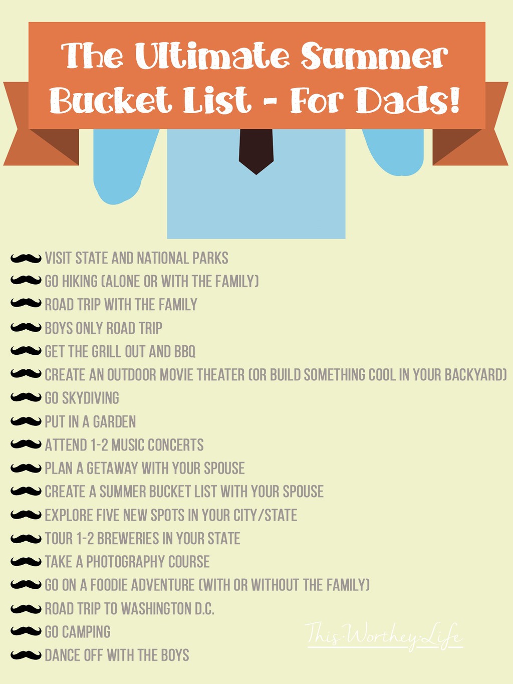 Dads, when's the last time you made a list of fun things to do over the summer? Use our printable to help you plan the ultimate summer bucket list for dads!