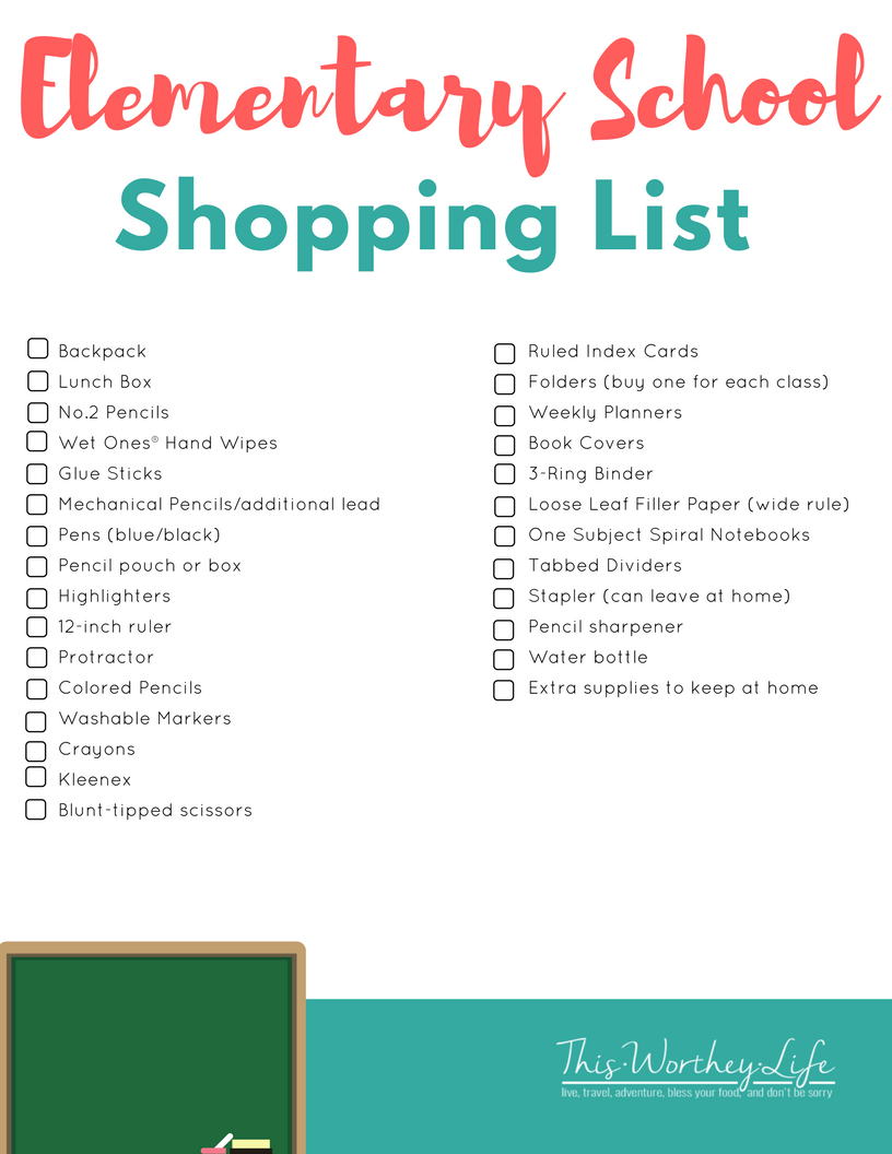 Back To School Shopping List for Elementary School Students. Download our FREE printable on what kids will need for school!