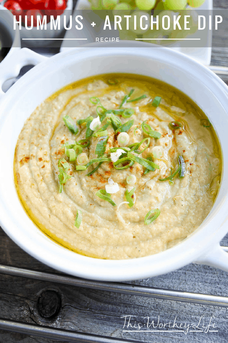 Our Hummus + Artichoke Dip is so easy to make.  Made with chickpeas, tahini, artichokes, and a little slicing, and dicing, then the food processor does the rest. Hummus lovers, unite! Dip it real good!