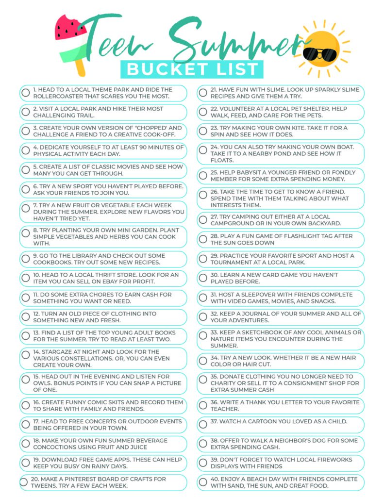 The Ultimate Summer Bucket List for Teens