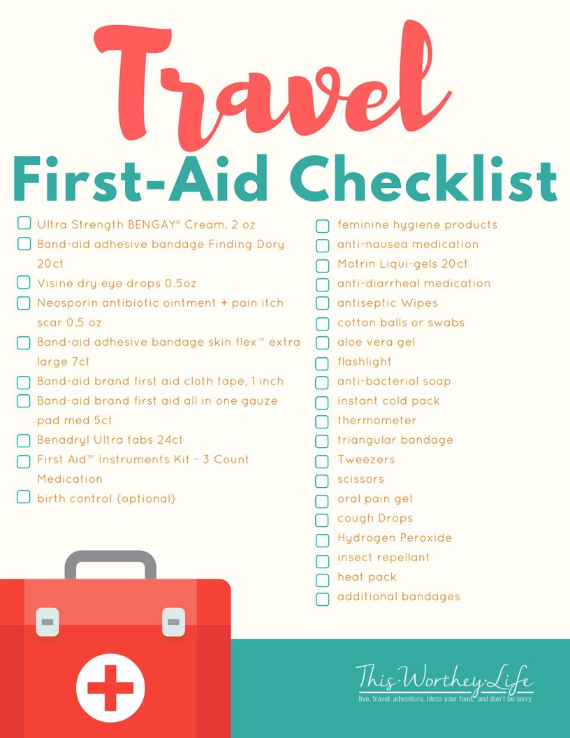 DIY Travel First-Aid printable Checklist