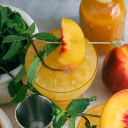 Summer cocktail with peach vodka