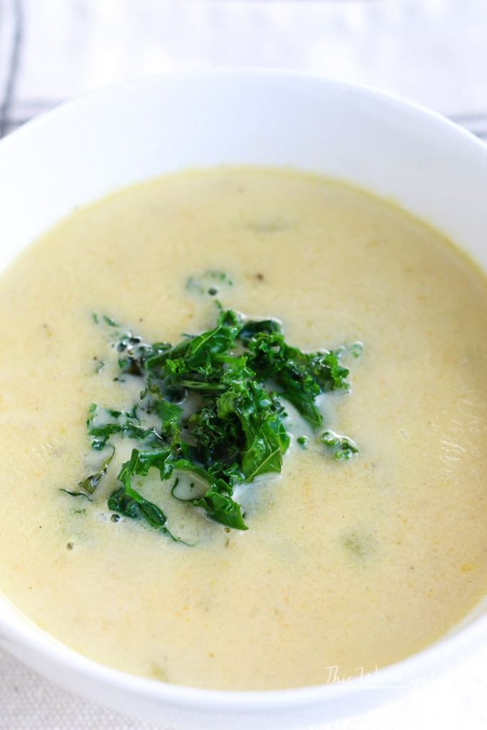 Here's something that'll keep you warm and taste super good while doing it. Our Potato + Kale Soup is the perfect comfort food to keep the chill off. We're making this easy potato soup in the Instant Pot, which will allow you to save time without sacrificing flavor! 