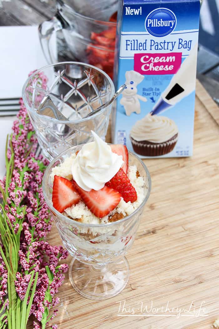 Try our homemade and easy Strawberry Shortcake Crumble recipe, using Pillsbury™ Filled Pastry Bag Cream Cheese Frosting. An easy dessert idea to have anytime of the year!