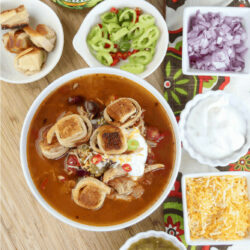 Chicken Tortilla Soup with Tortilla Croutons