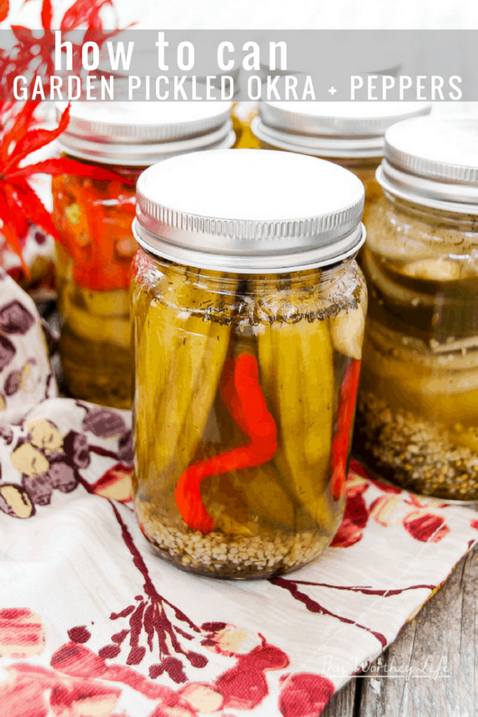 Did you plant a garden this year? Now is the harvest season, including picking and canning your produce to last the rest of the year. Here's a tutorial on how to can Garden Pickled Okra + Peppers. 