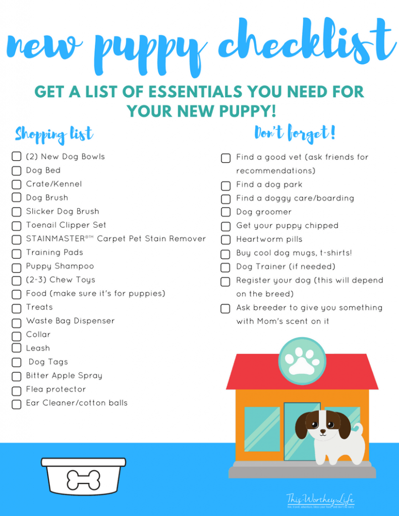 New Puppy Checklist Printable - Printable Blank World