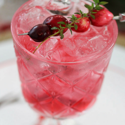 Celebrate the holiday with this fun holiday mocktail drink idea. It's filled with cranberries, sparkling juice and mint mixed all together to make a Cranberry Spritzer.