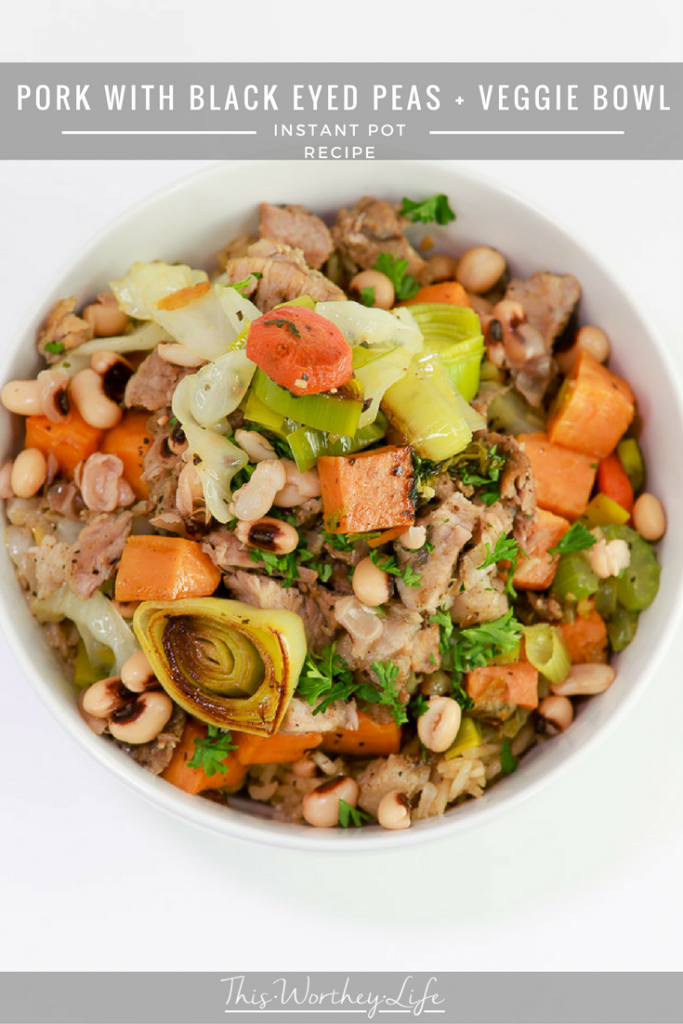 I've made roast over the years, but making a pork roast in the Instant Pot is a game changer. As we get ready for the New Year, I'm sharing our lucky New Year's Day recipe. It's pork, black-eyed peas, and fresh veggies all made in the Instant Pot. I've also added a new way to make a brown rice with black-eyed peas.