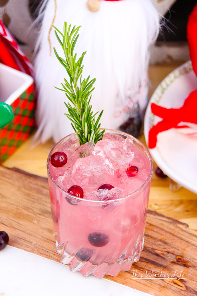 Raspberry Lemonade + Gin with Cranberries & Rosemary