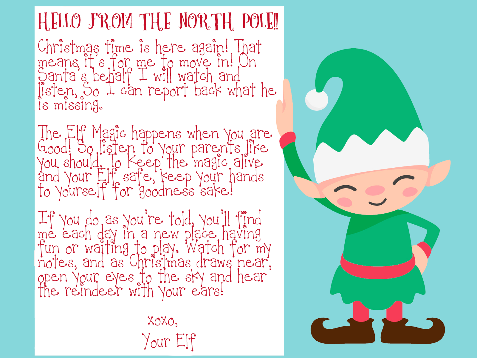 Elf on the Shelf Welcome Letter Printable