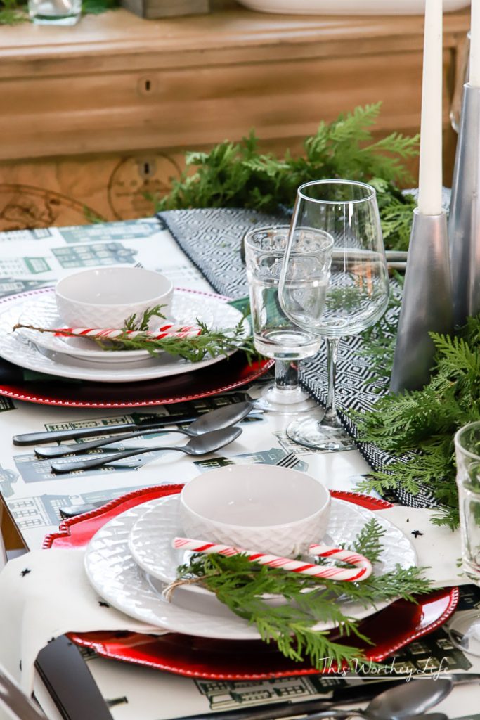 Green + Black + Red Magnolia Themed Tablescape