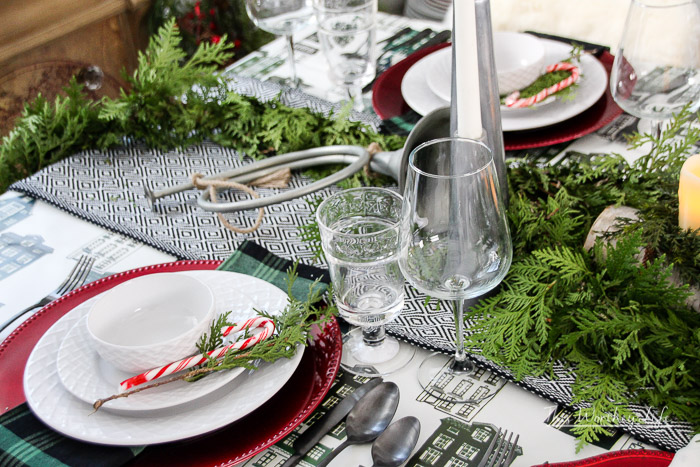 Green + Black + Red Magnolia Themed Tablescape