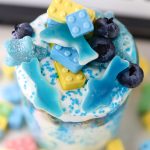 Create a fun and healthy snack for the kids. This lego + blue shark parfait is a fun treat any child will enjoy. Lego toys are super popular with kids, and so will this lego food recipe idea! It's a great lego birthday snack, or to serve during shark week! 