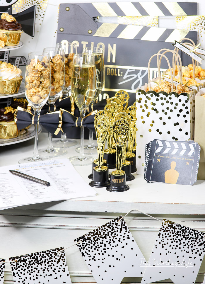 Black, White & Gold Oscars Inspired Party Ideas - Party Ideas