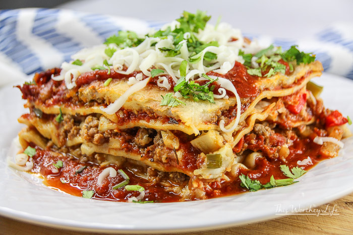 Beef + Italian Sausage Lasagna With Caramelized Onions