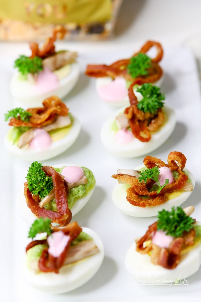 The Best Deviled Eggs - Loaded Deviled Eggs with Bacon with Beet Yogurt Creme