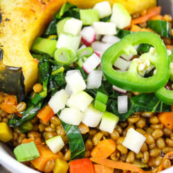 Turmeric & Garlic Wheat Berry Bowl + Veggies