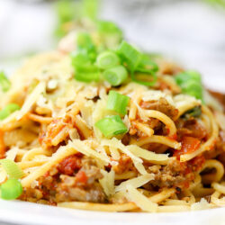 Easy dinner and budget-friendly pasta dinner idea: Easy Baked Spaghetti Casserole