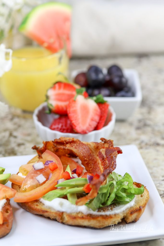 Breakfast is served with our version of a BLT, called the Loaded Breakfast Toast.
