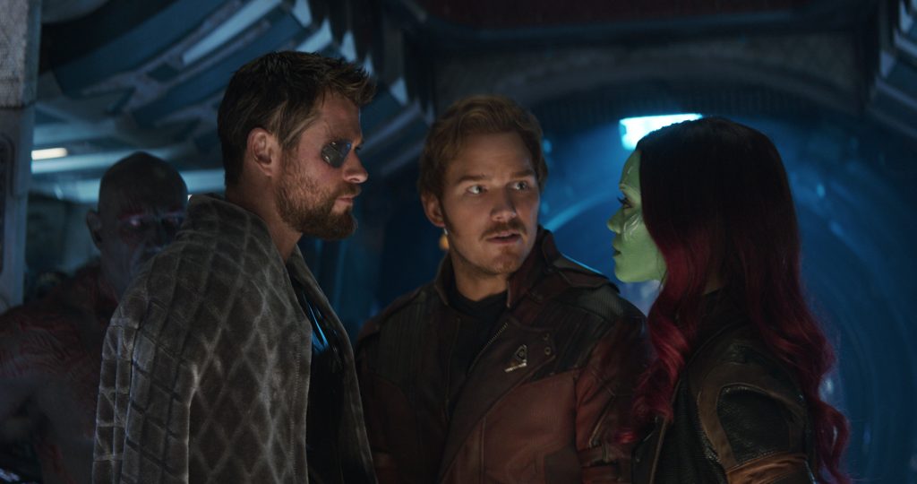 comedy between Thor and Star-Lord/Peter Quill in Infinity War