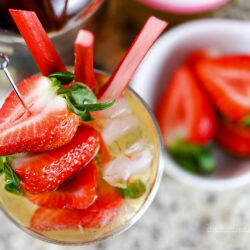 Rhubarb & Strawberry Bourbon Cocktail - easy summer cocktail to try with fresh strawberries and rhubarb