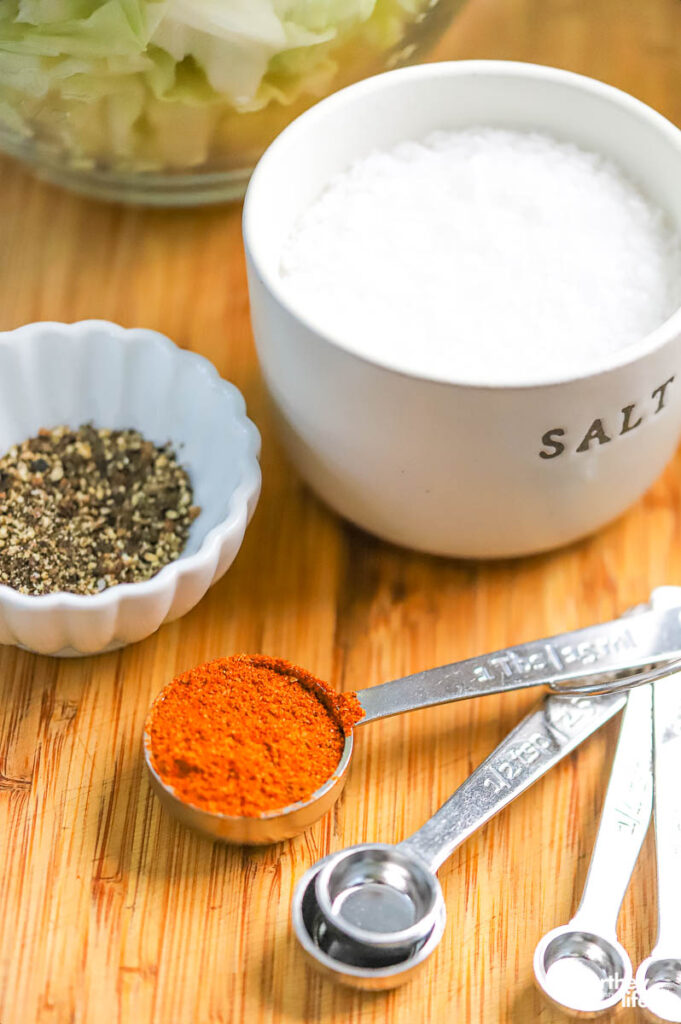 old bay seasoning and salt on cutting board