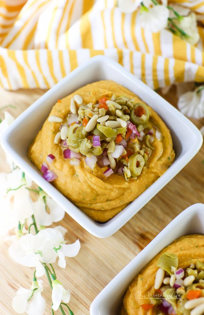 loaded sweet potato herb hummus