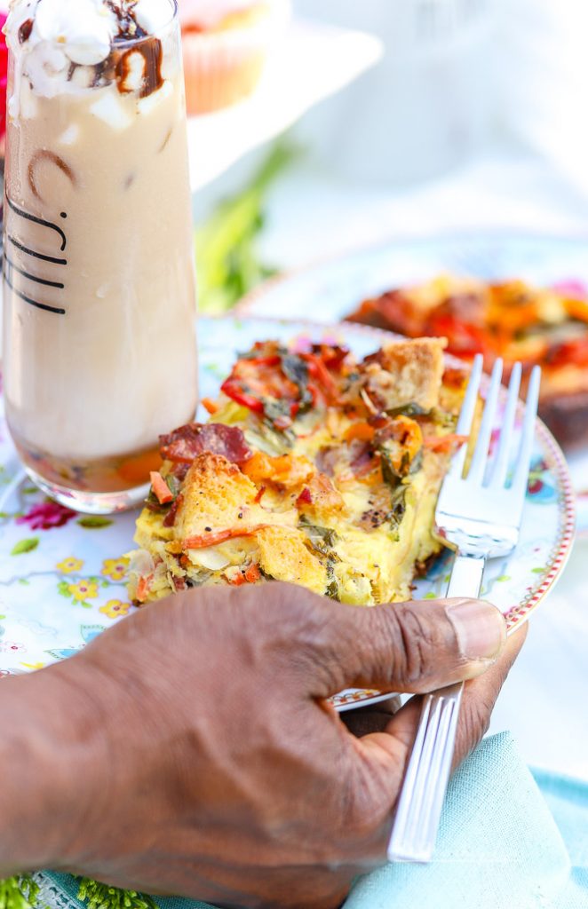 Loaded Breakfast Peppers + Bacon Strata.