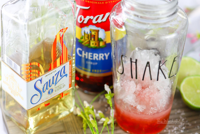 Ingredients for a tequila cherry margarita