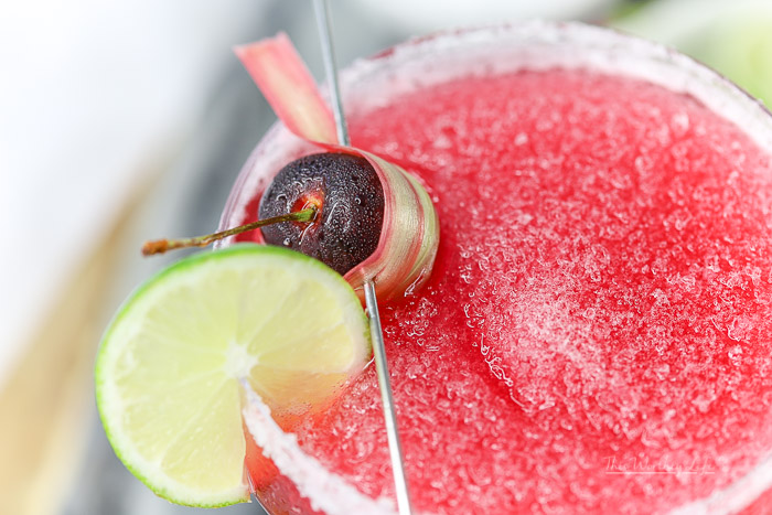 Cocktail using rhubarb and cherries