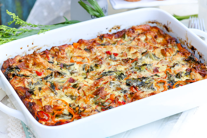 Loaded Bacon + Peppers Breakfast Strata