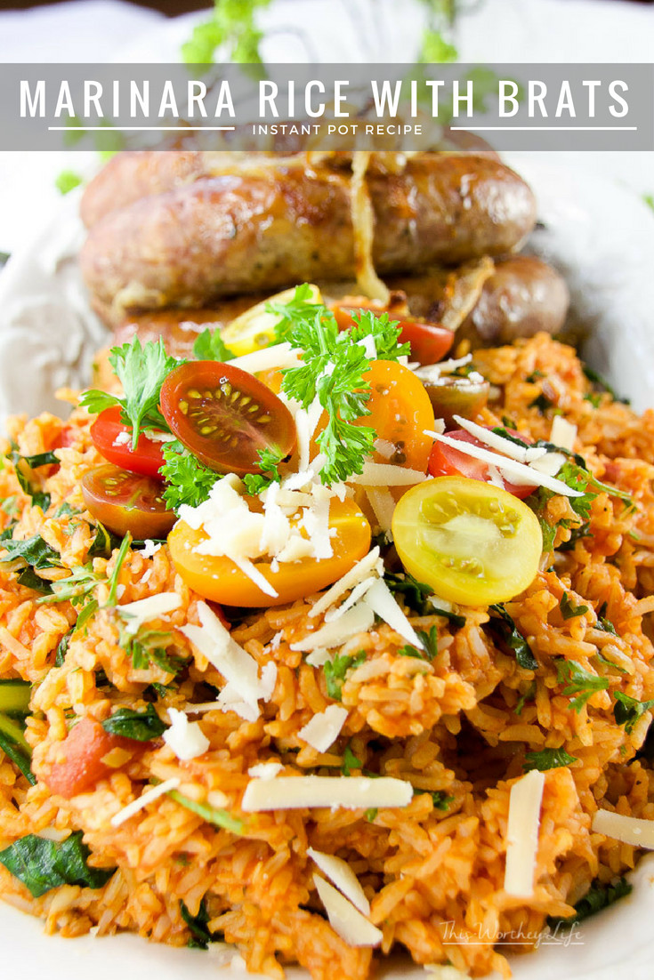 Instant Pot Recipe Marinara Rice + Brats