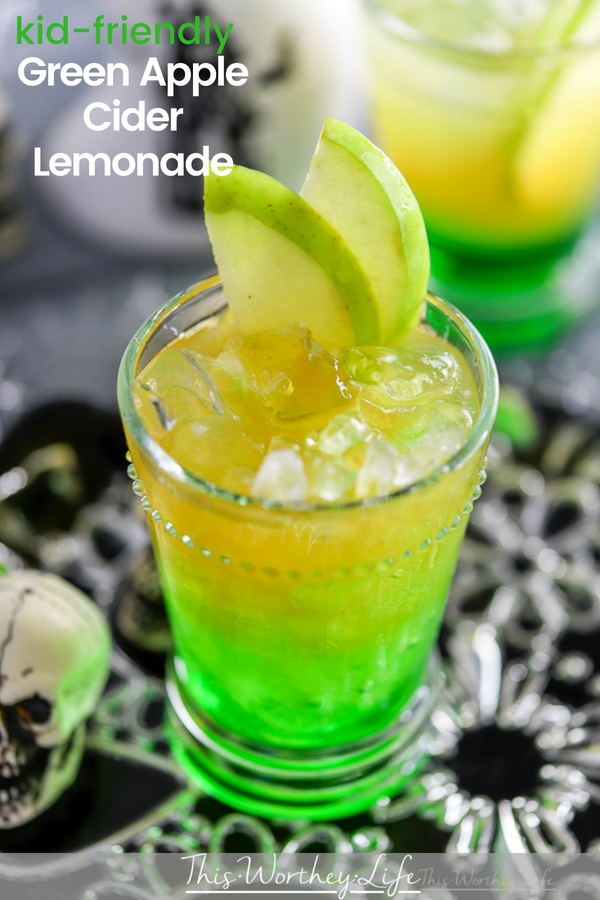 Green Apple Cider Lemonade KidFriendly Halloween Drink
