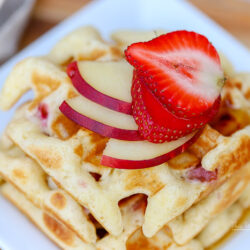 Easy Waffle Recipe | Strawberry + White Peach Waffles