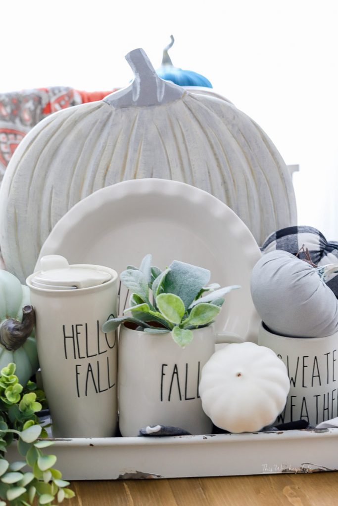 Are you looking for a simple and easy idea using Rae Dunn items? Then check out this Rae Dunn Fall Display Idea I put together, and you can do the same!