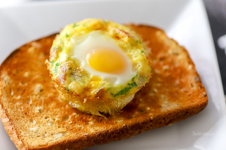 omelet bit on a piece of toast