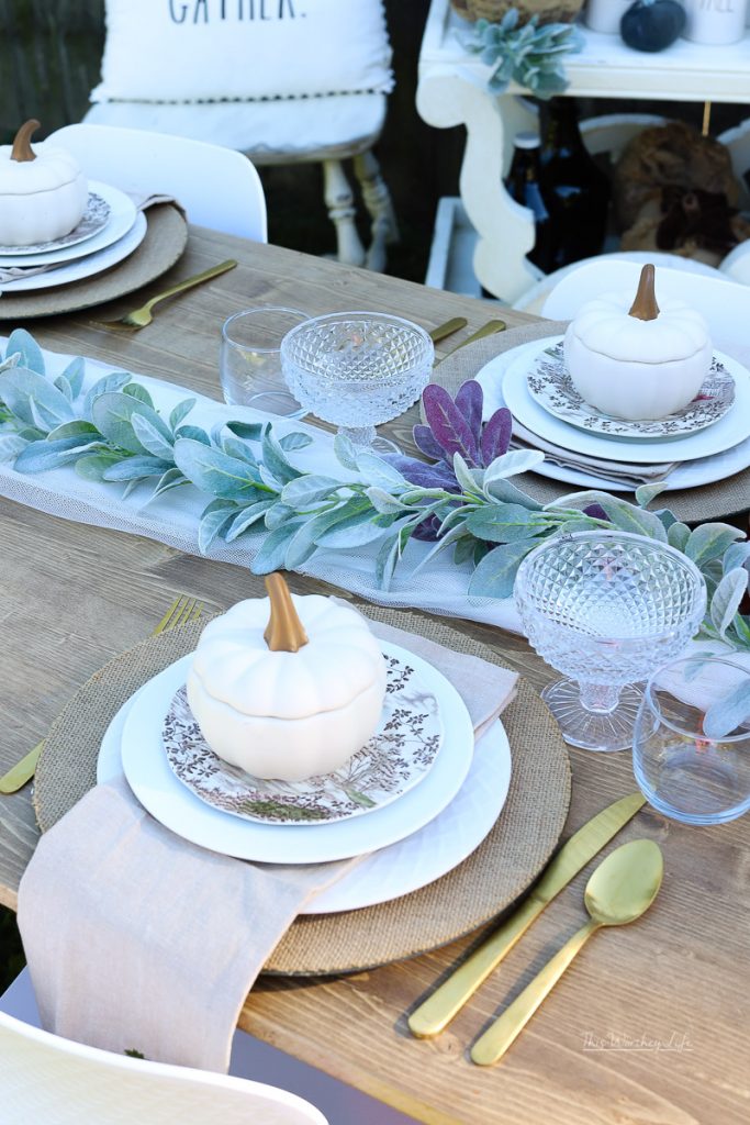 Centerpiece ideas using frosted sage greenery