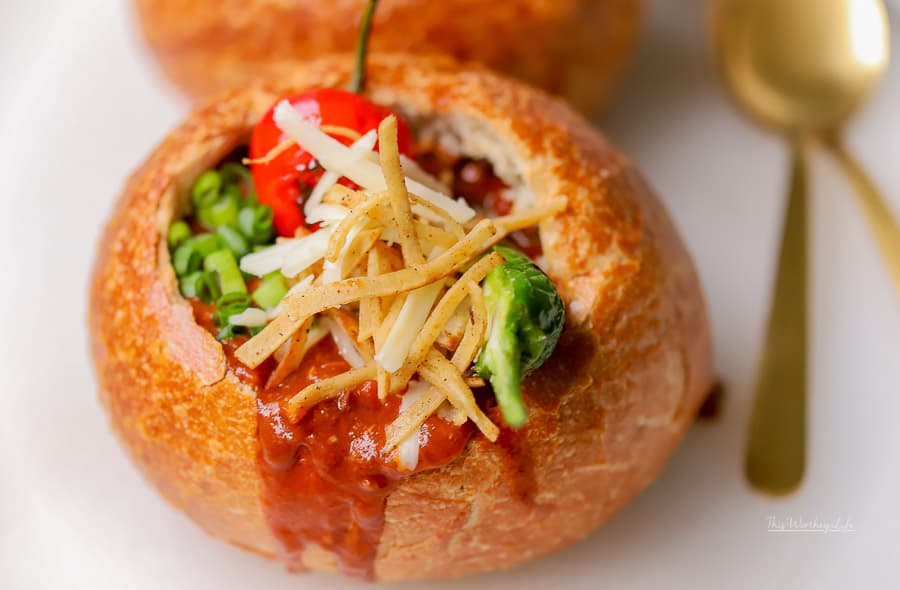 Cheesy Chili Bread Bowl Garlicky Fried Tortillas cheesy-chili-bread-bowl-garlicky-fried-tortillas