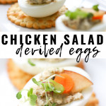 Simple, yet delicious is what we're whipping up and serving as a party appetizer: Chicken Salad Deviled Eggs. We're sharing how to make chicken salad paired with deviled eggs. You can find the recipe down below, and plan to serve this chicken recipe at your next gathering!