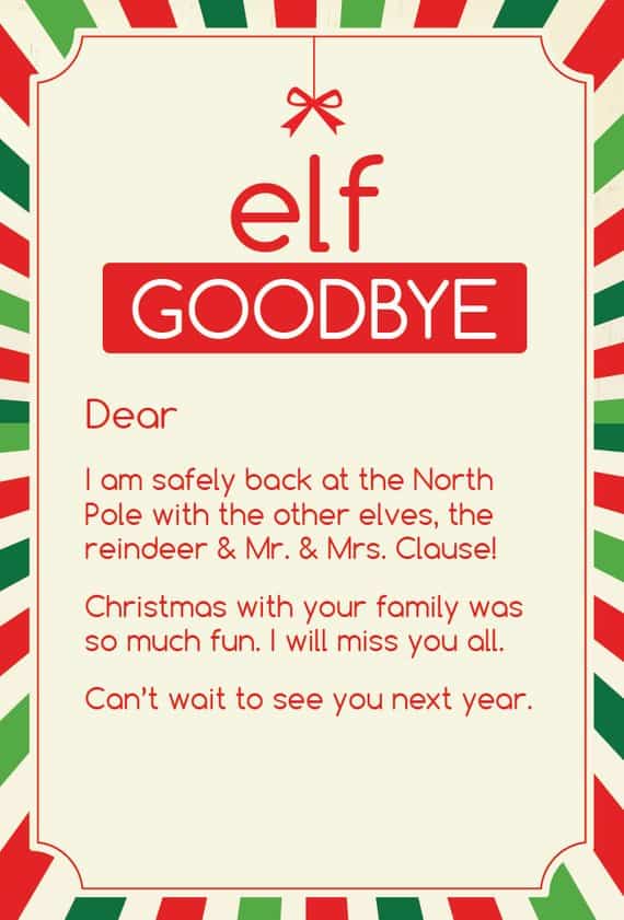 Elf On The Shelf Goodby Ideas Free Elf On The Shelf Printables