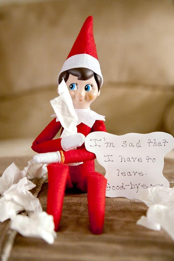 Elf on the shelf says goodbye