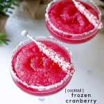 Our Frozen Cranberry Margarita is a festive holiday cocktail, arriving just in time to greet St. Nick and your Christmas party festivities. We're adding a peppermint rim to this Cranberry Margarita.