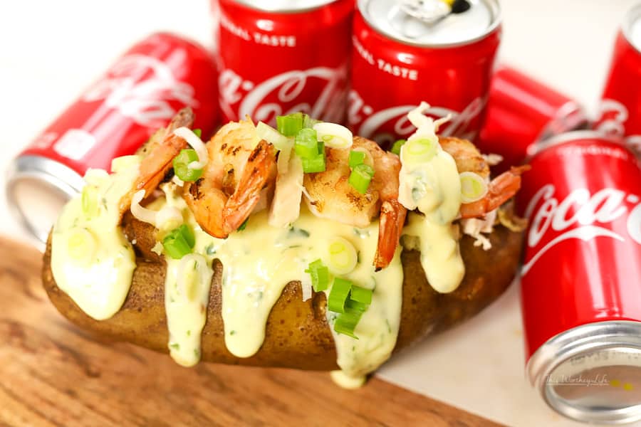 Ingredients for Loaded Chicken & Shrimp Baked Potato