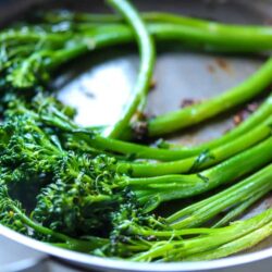 I'm sharing a simple way to make Pan Cooked Garlic Broccolini, which is a great side dish for any type of dinner, plus they are healthy and delicious!